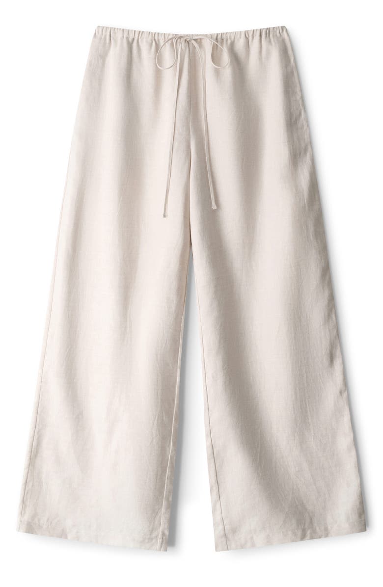 STAUD Mateo Mid Rise Linen Pants, Alternate, color, Natural