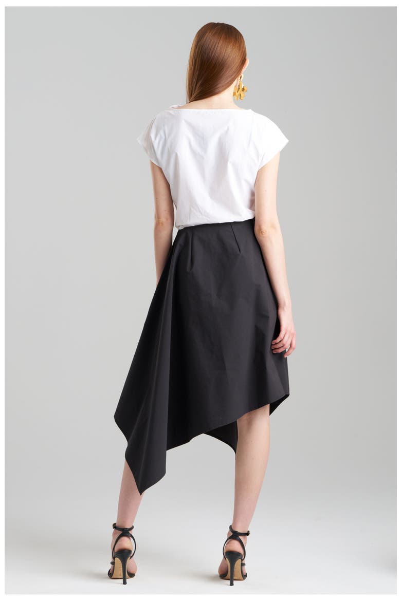 TECH COTTON TAFFETA Asymmetrical Skirt, Alternate, color, BLACK