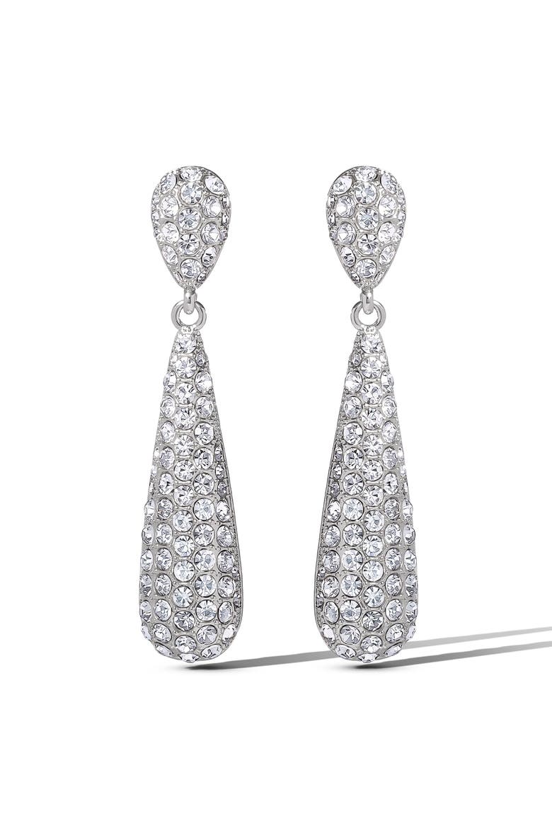 Crystal Drop Earrings, Main, color, Silver