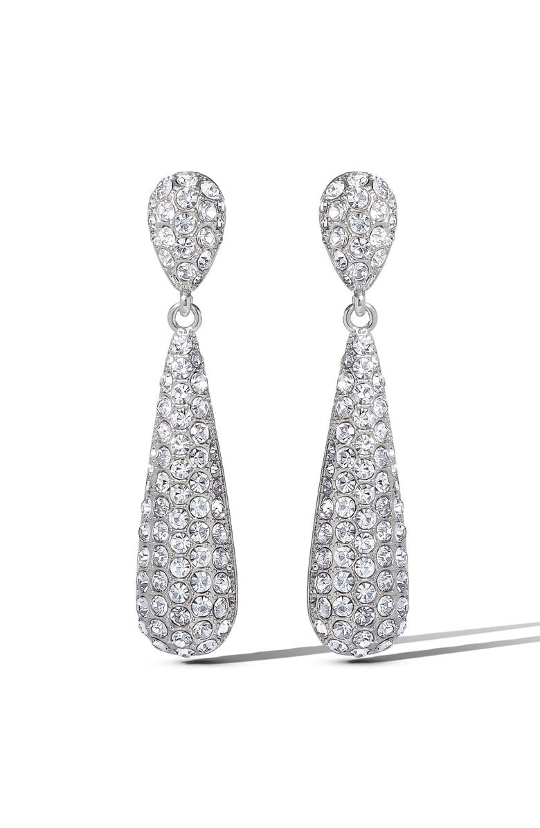 Jessica Simpson Crystal Drop Earrings, Main, color, Silver