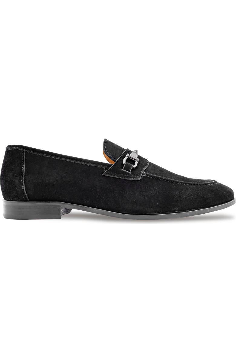 Mezlan Bracco Bit Ornament Suede Loafer, Alternate, color, Black