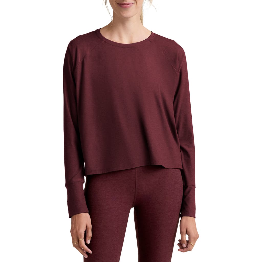 Beyond Yoga Featherweight Long Sleeve T-shirt In Burgundy
