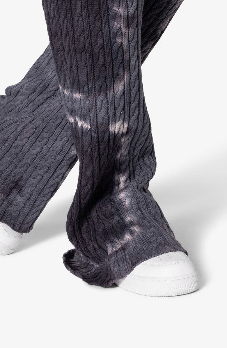 mnml Tie Dye Cable Knit Flare Leg Sweatpants, Alternate, color, 
