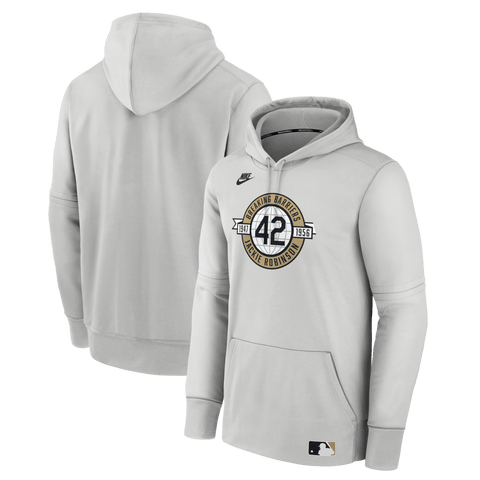 Men's Nike Cream Brooklyn Dodgers Authentic Collection 2026 Jackie Robinson Day Therma-FIT Hoodie