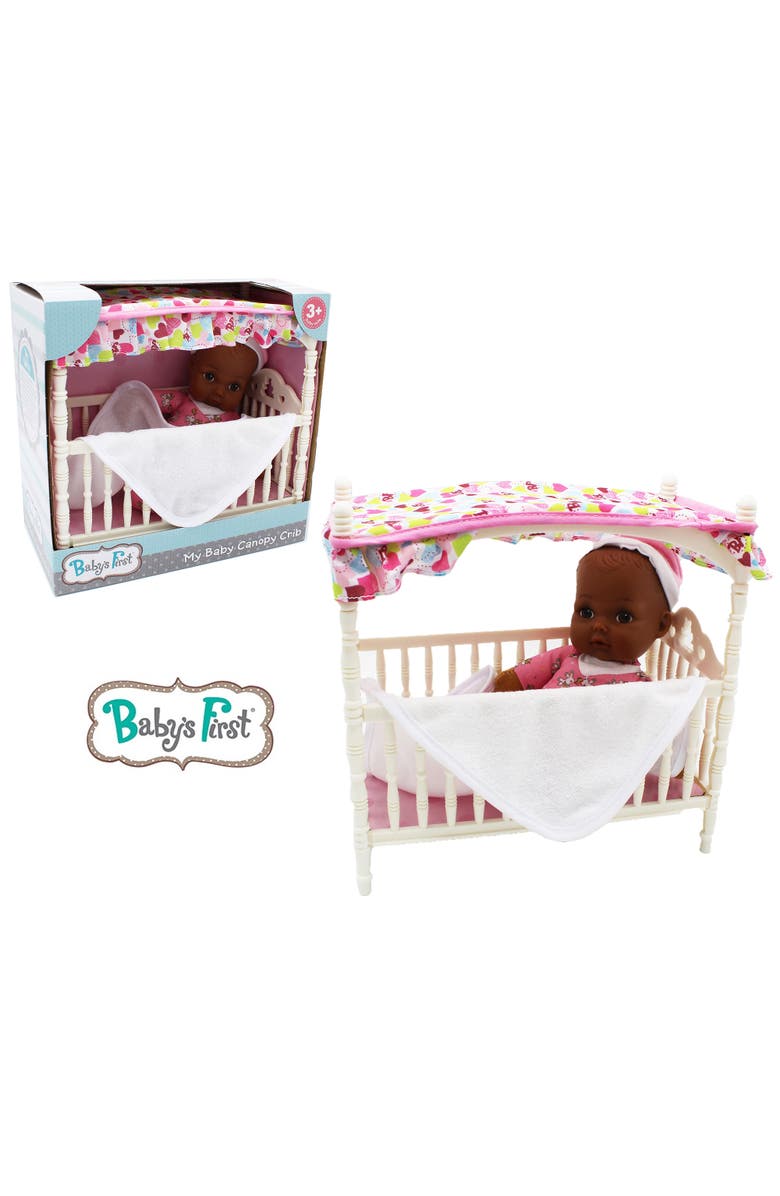 Baby's First Doll Canopy Crib with 9" Doll, Alternate, color, Multicolored