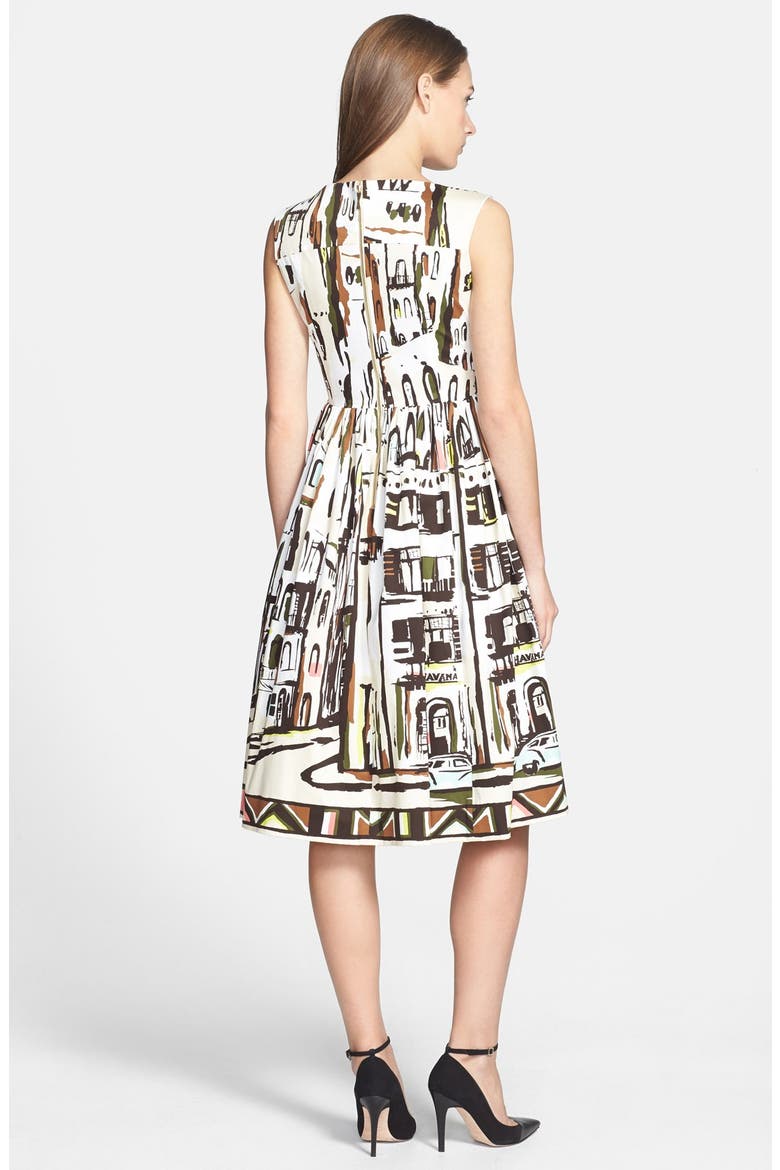 'landscape' print stretch cotton fit & flare dress, Alternate, color, MULTI CUBAN LANDSCAPE SCENE
