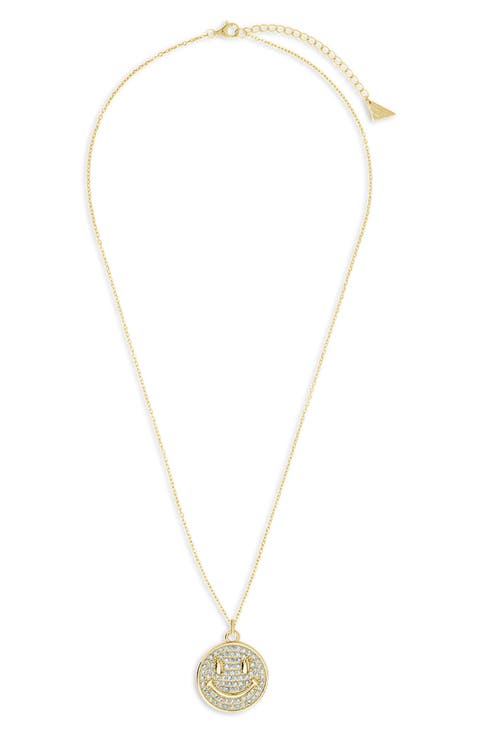 Pavé Cubic Zirconia Positivity Pendant Necklace