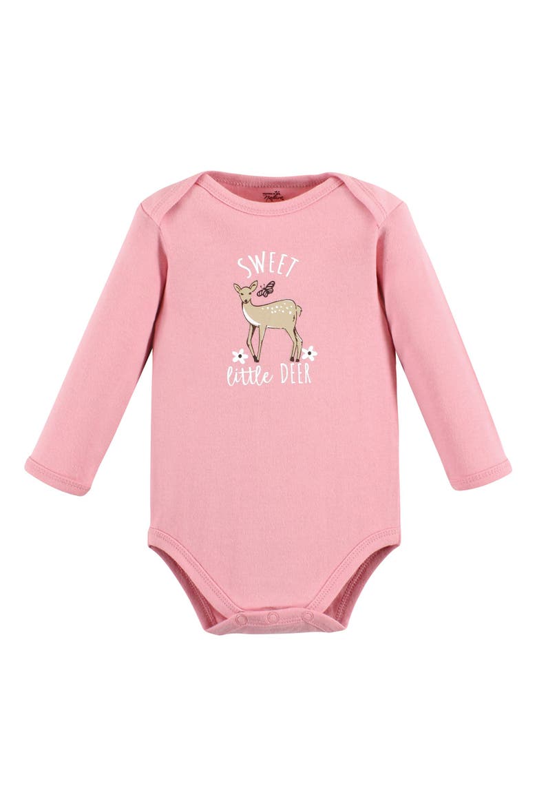 Organic Long-Sleeve Bodysuit 3Pk, Alternate, color, Girl Woodland Alphabet