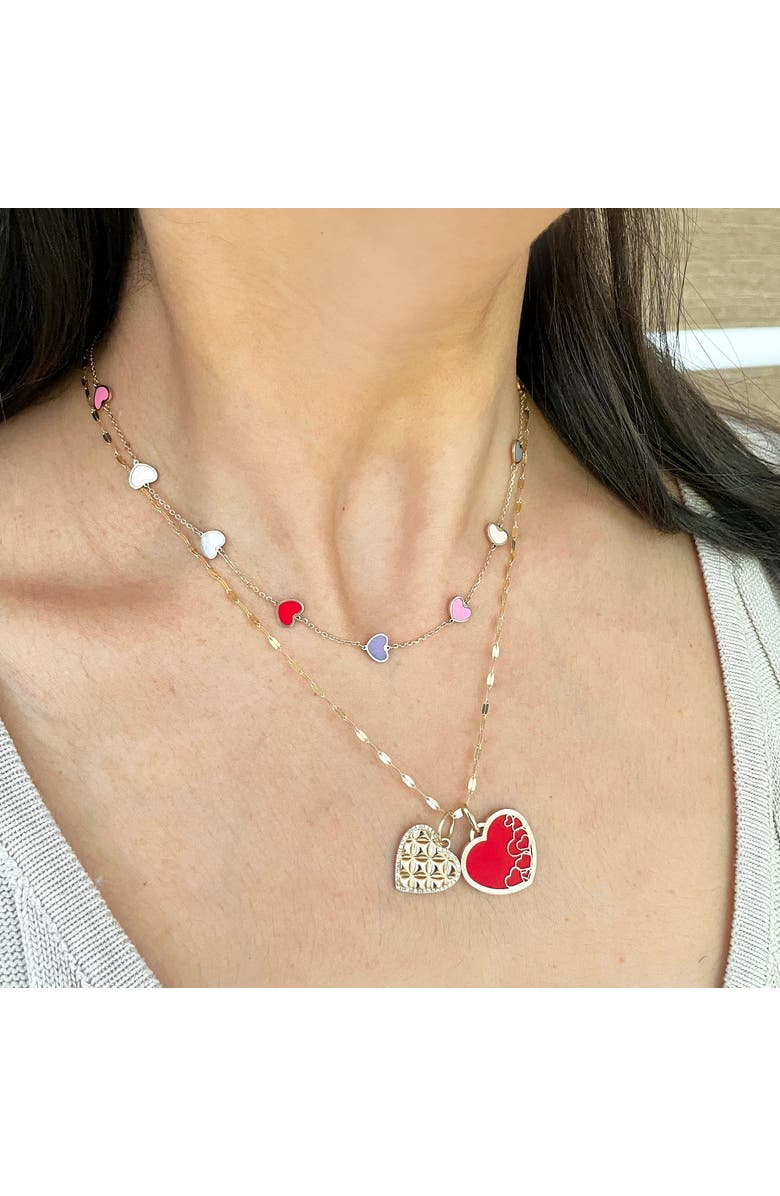 The Lovery Fine Jewelry Studded Gold Heart Halo Charm, Alternate, color, Yellow Gold