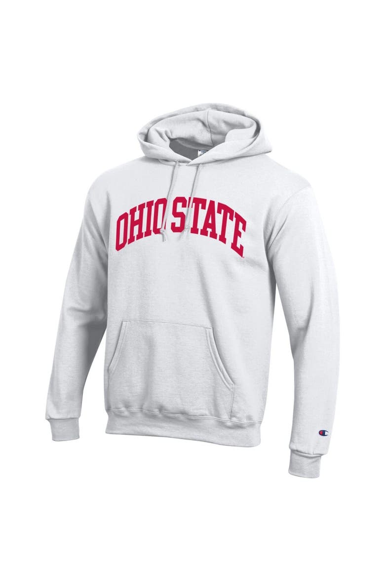 Men's Champion  White Ohio State Buckeyes Basic Arch Fleece Pullover Hoodie, Alternate, color, White