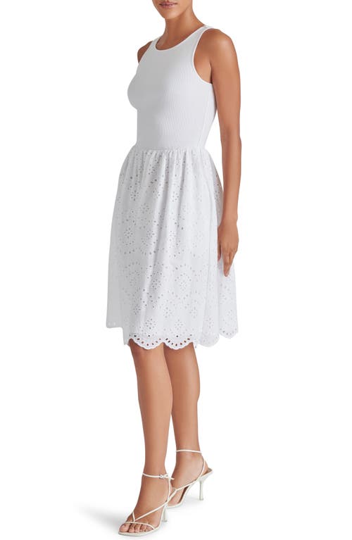 Steve Madden Julian Mixed Media Cotton Dress In White