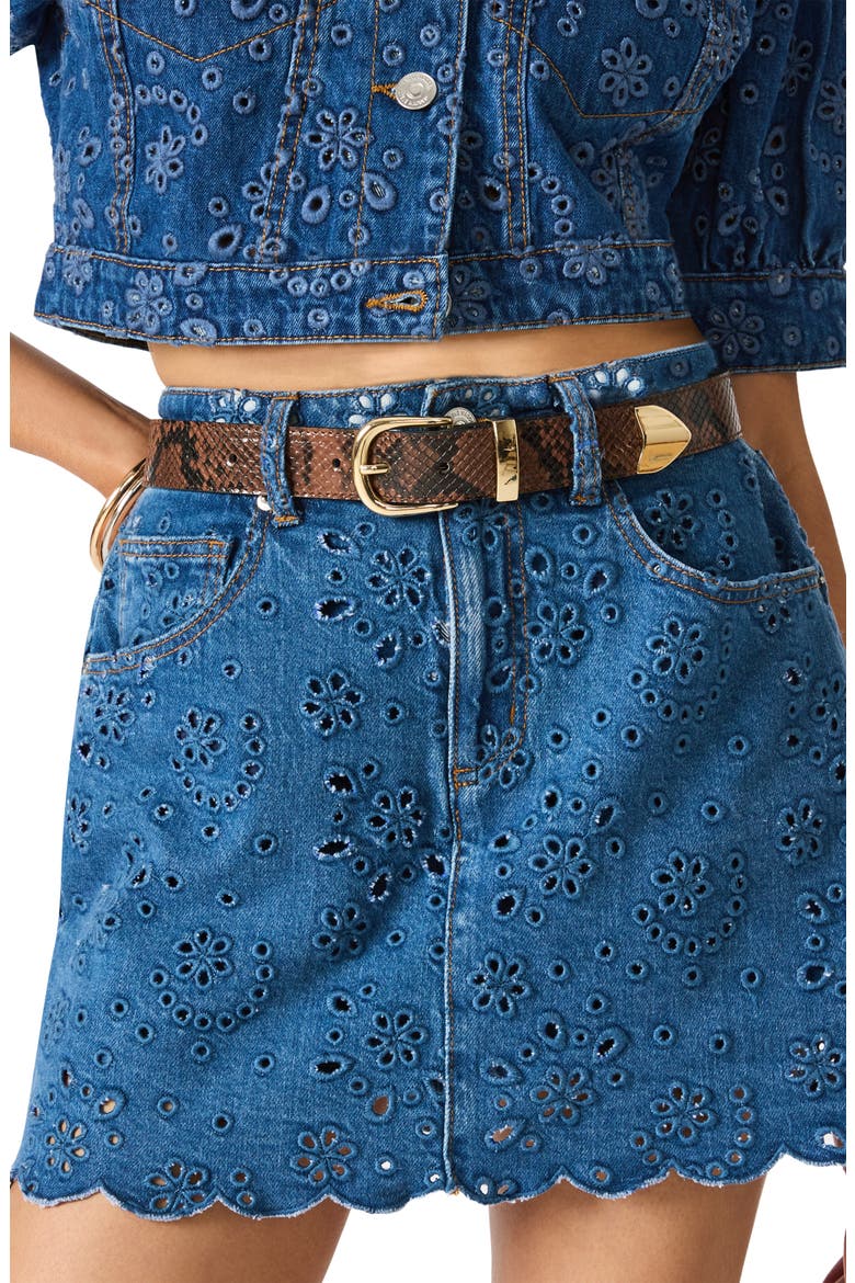 Snakeskin Print Faux Leather Belt, Alternate, color, CHOCOLATE