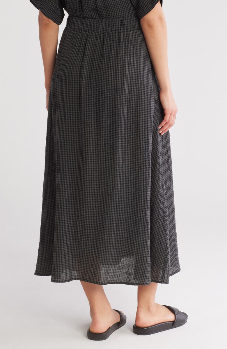 Eileen Fisher Organic Linen Seersucker Gingham Gathered Maxi Skirt, Alternate, color, 