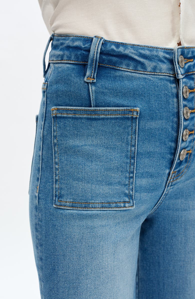 Bayeas Orson Exposed-Button Fly Wide Leg Jeans, Alternate, color, 