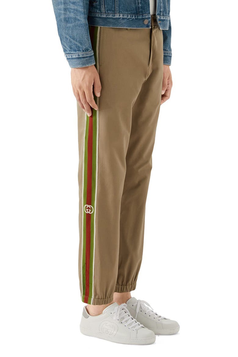 Stripe Cotton Pants, Alternate, color, BEIGE