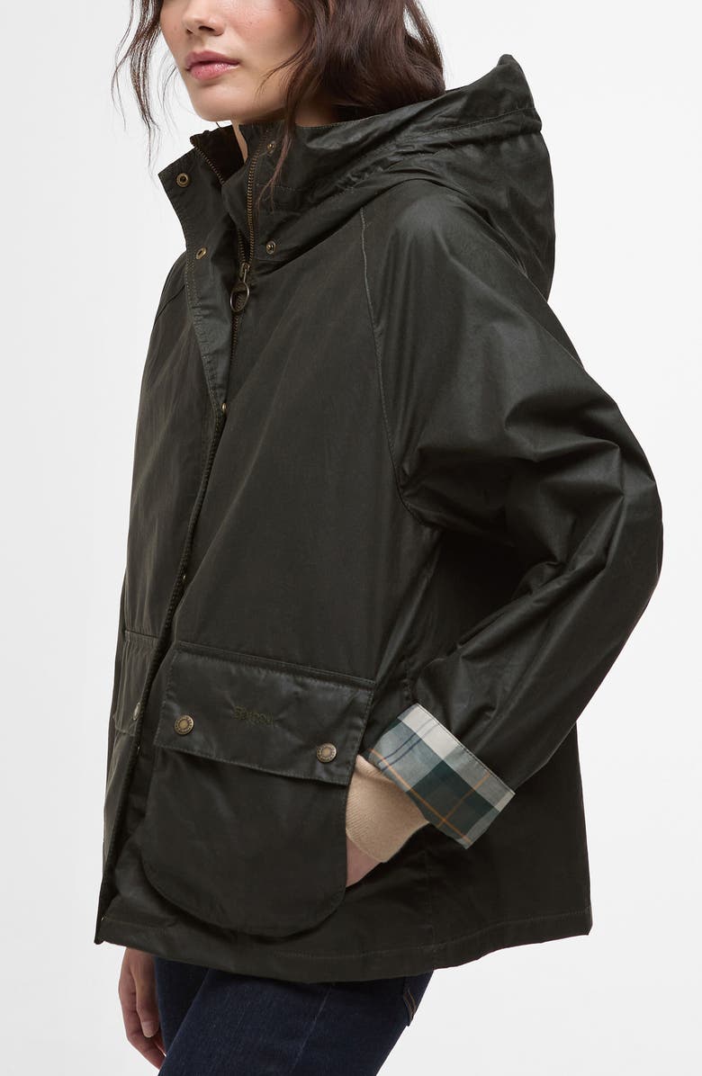 Barbour Hollies Waxed Water Repellent Jacket, Alternate, color, Archive Olive/ Ancient Tartan