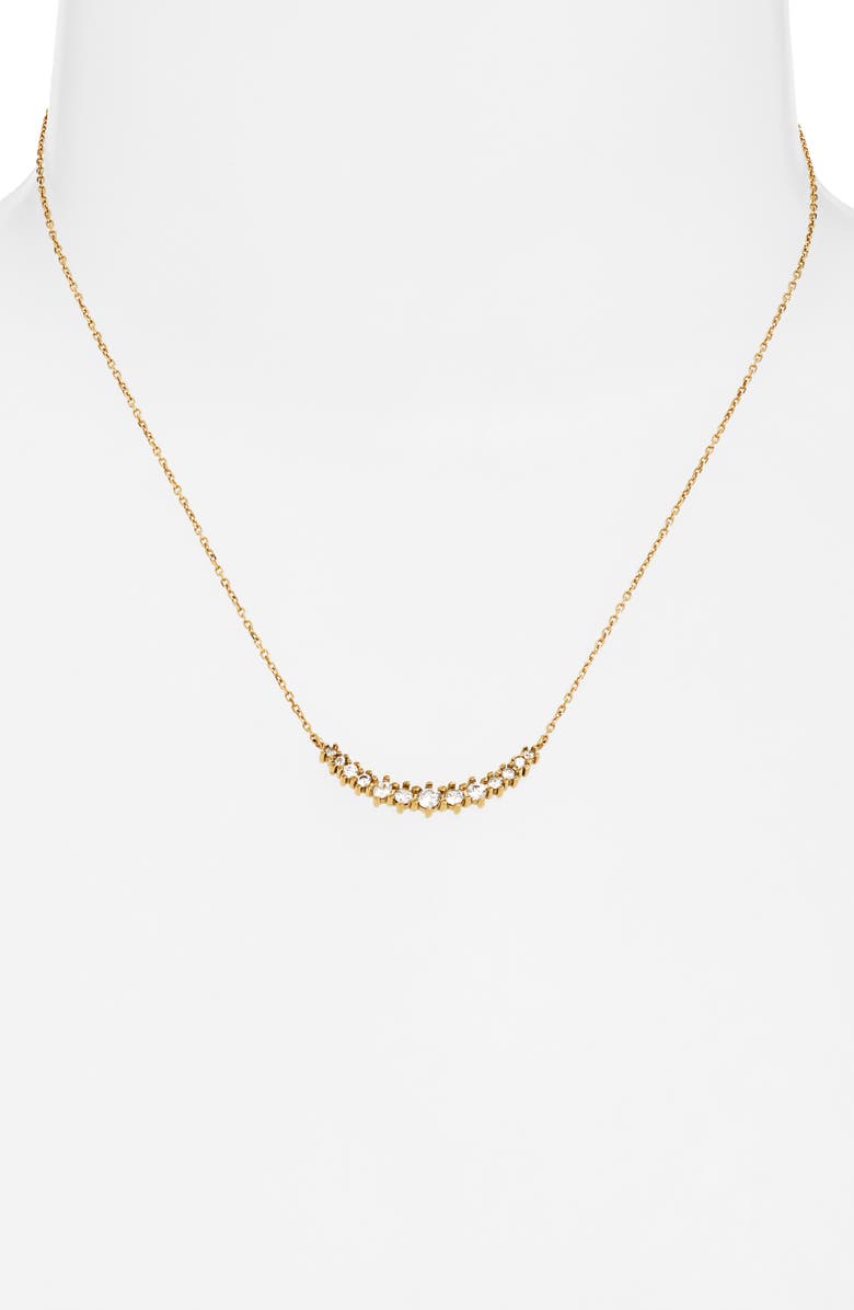 Nordstrom Waterproof Cubic Zirconia Bar Necklace, Alternate, color, Clear- Gold