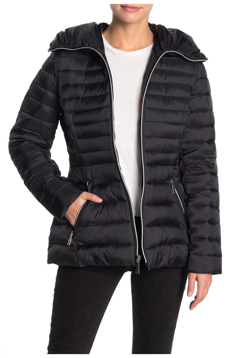 Laundry by Shelli Segal Quilt Flared Puffer Jacket, Main, color,