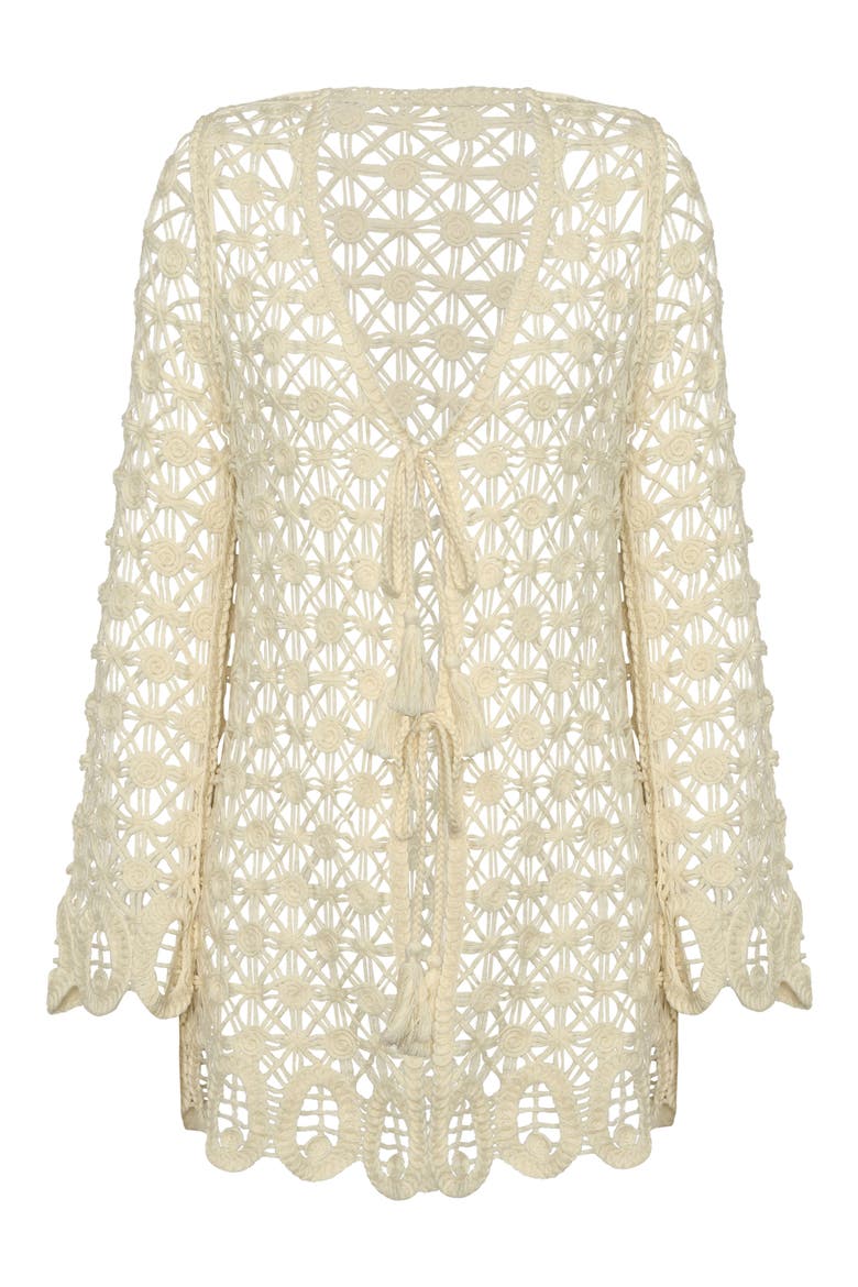 Serenity Tie Front Cotton Blend Cover-Up Tunic, Alternate, color, IVORY