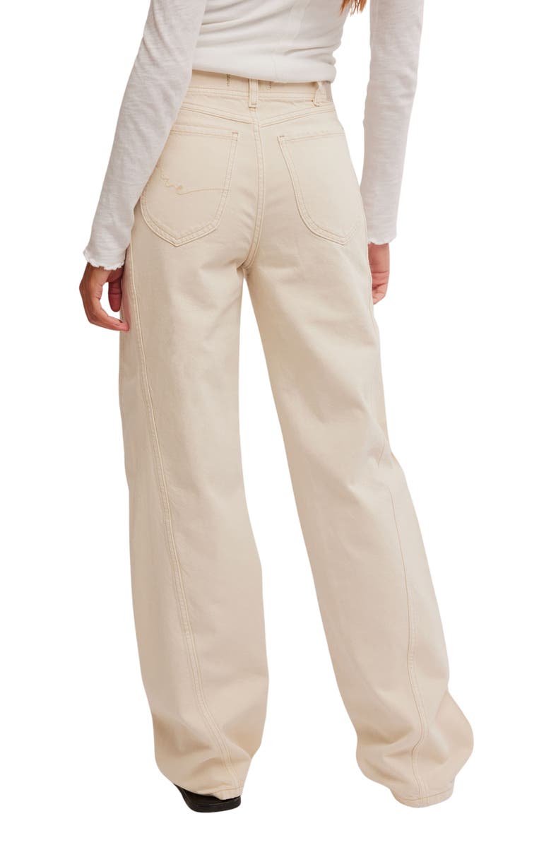 Free People Aster Seamed Relaxed Straight Leg Jeans, Alternate, color, Cream