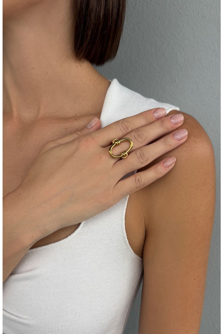 Outline Oval Statement Ring, Alternate, color, GOLD