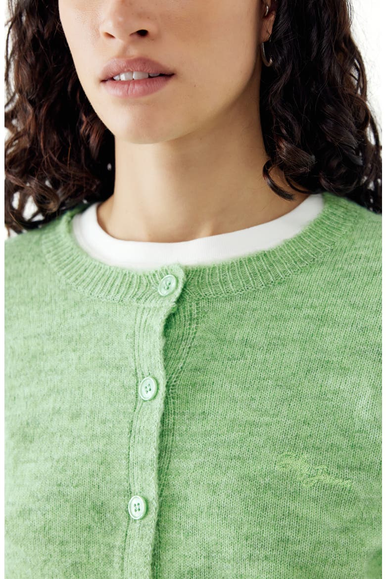 Cozy Crewneck Cardigan, Alternate, color, SAGE