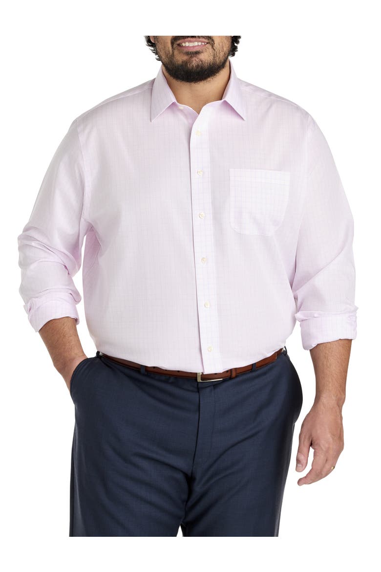 Big & Tall  Non-Iron Glen Plaid Dress Shirt, Alternate, color, PINK