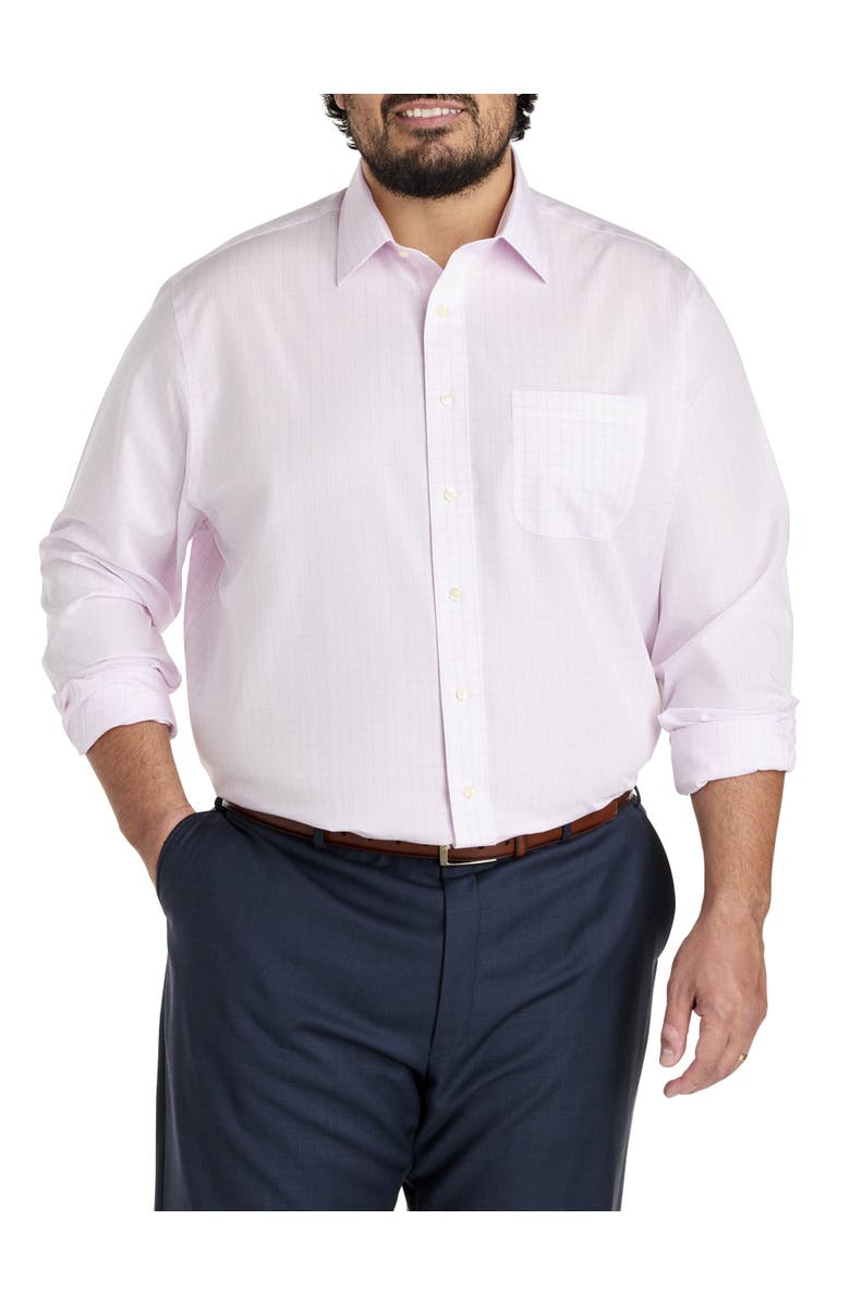 Brooks Brothers Big & Tall  Non-Iron Glen Plaid Dress Shirt, Alternate, color, Pink