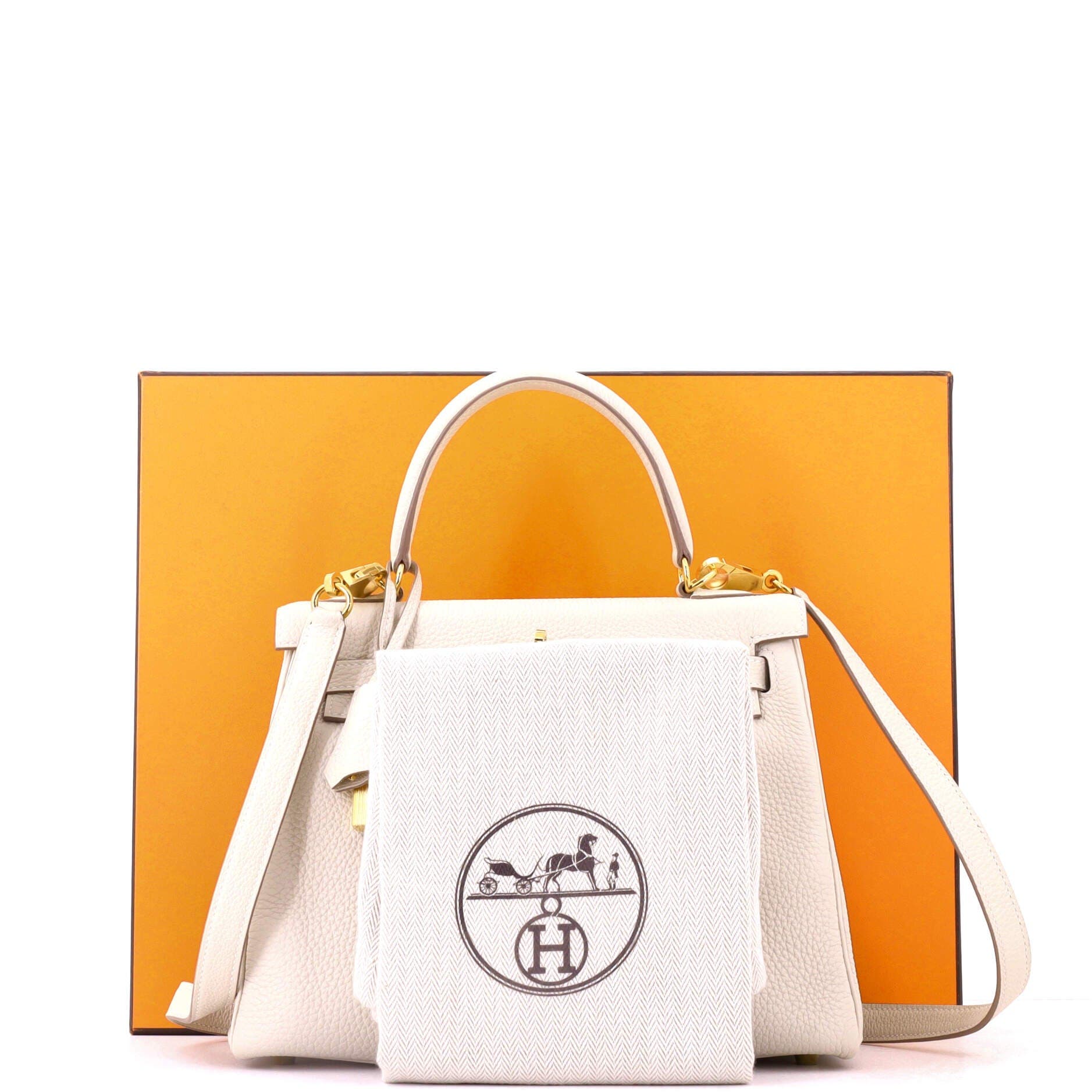 Kelly Handbag Light Togo with Gold Hardware 25, Alternate, color, White