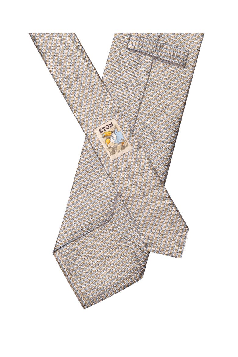 Beige Geometric Print Silk Twill Tie, Alternate, color, LIGHT BEIGE