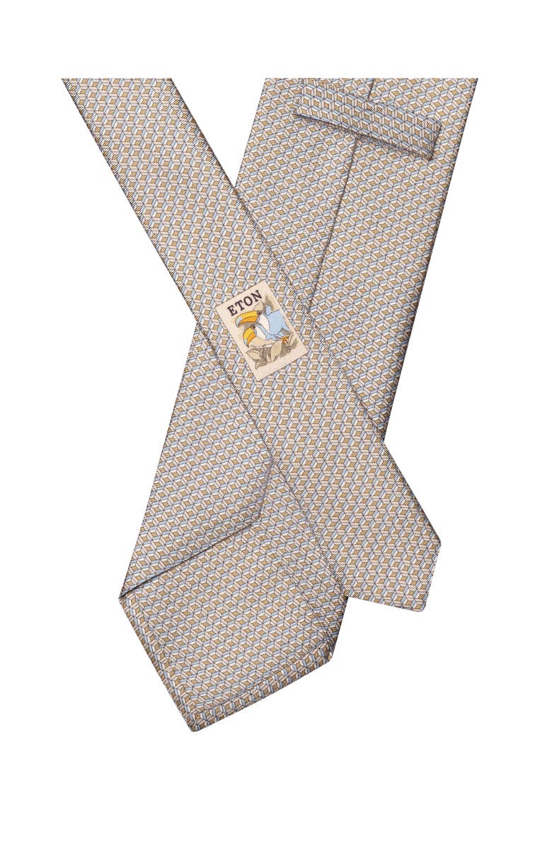 Eton Beige Geometric Print Silk Twill Tie, Alternate, color, Light Beige