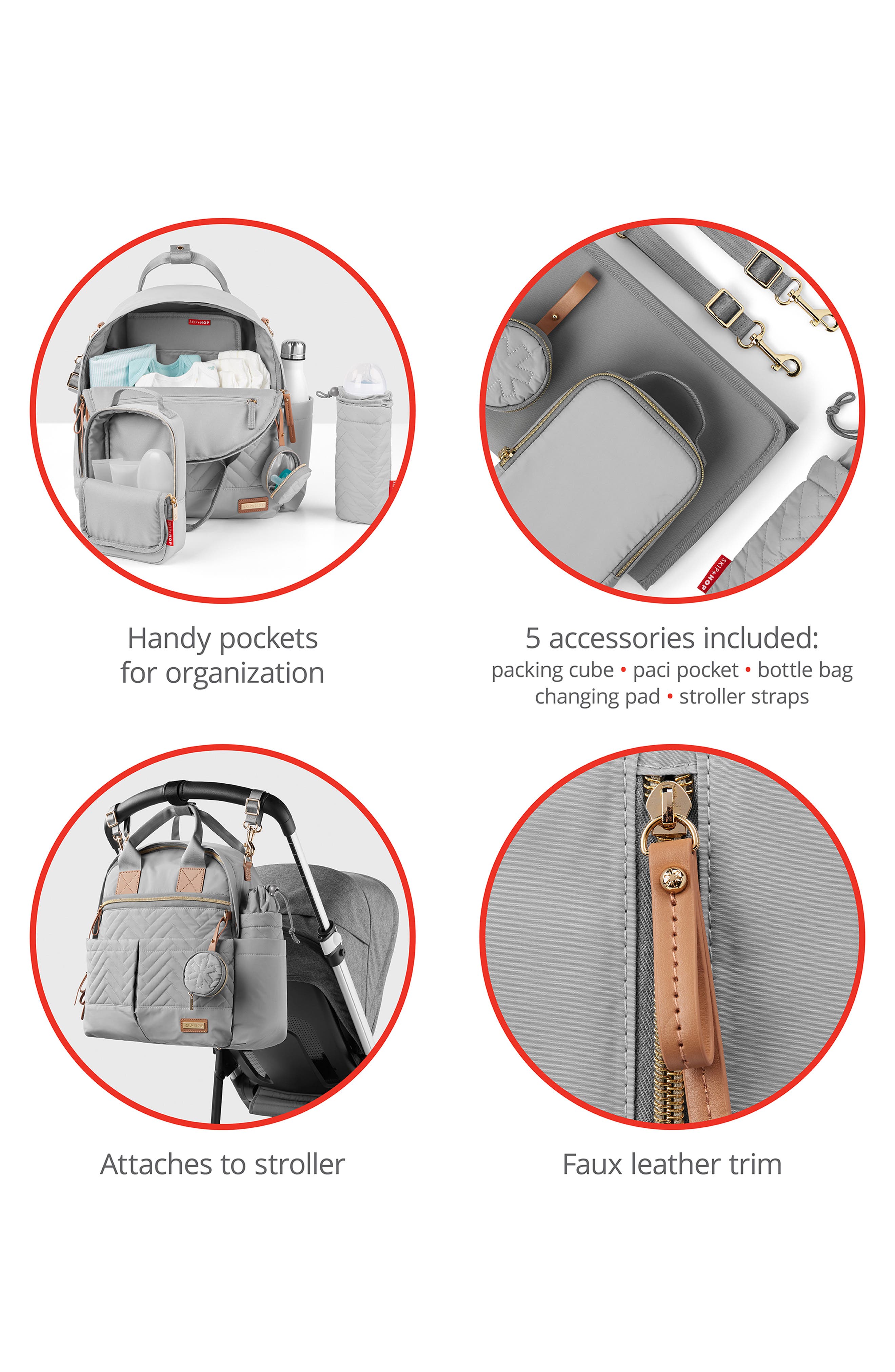 Skip Hop Suite 6-in-1 Diaper Backpack Set, Alternate, color, Dove