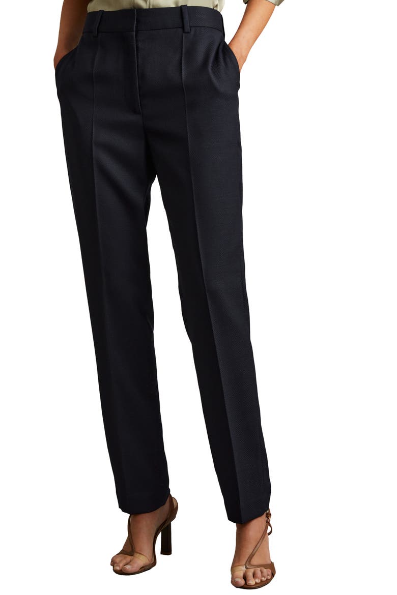 Hallie Straight Leg Wool Blend Pants, Main, color, NAVY