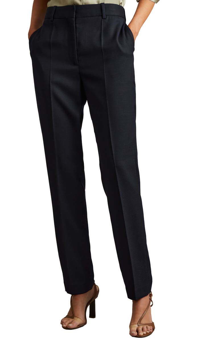 Reiss Hallie Straight Leg Wool Blend Pants, Main, color, Navy