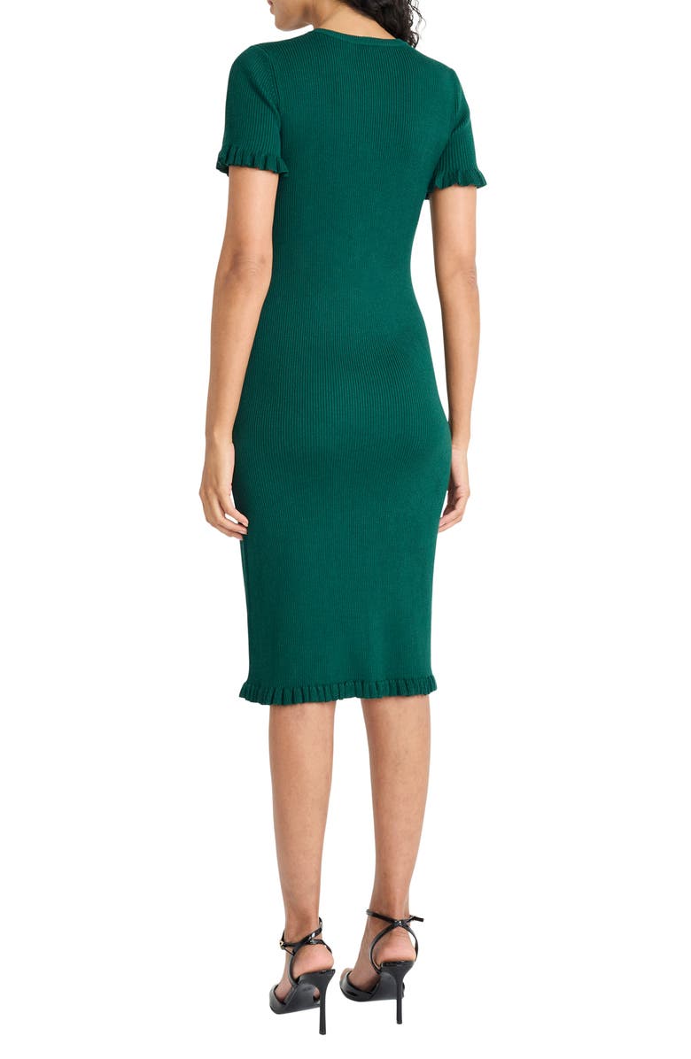Maggy London Short Sleeve Ruffle Hem Sweater Dress, Alternate, color, Hunter Green