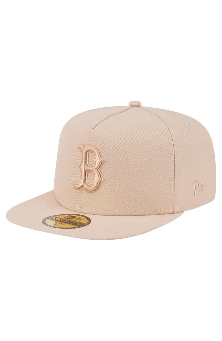 New Era Men's New Era Light Beige Boston Red Sox Color Pack A-Frame 59FIFTY Fitted Hat, Alternate, color,