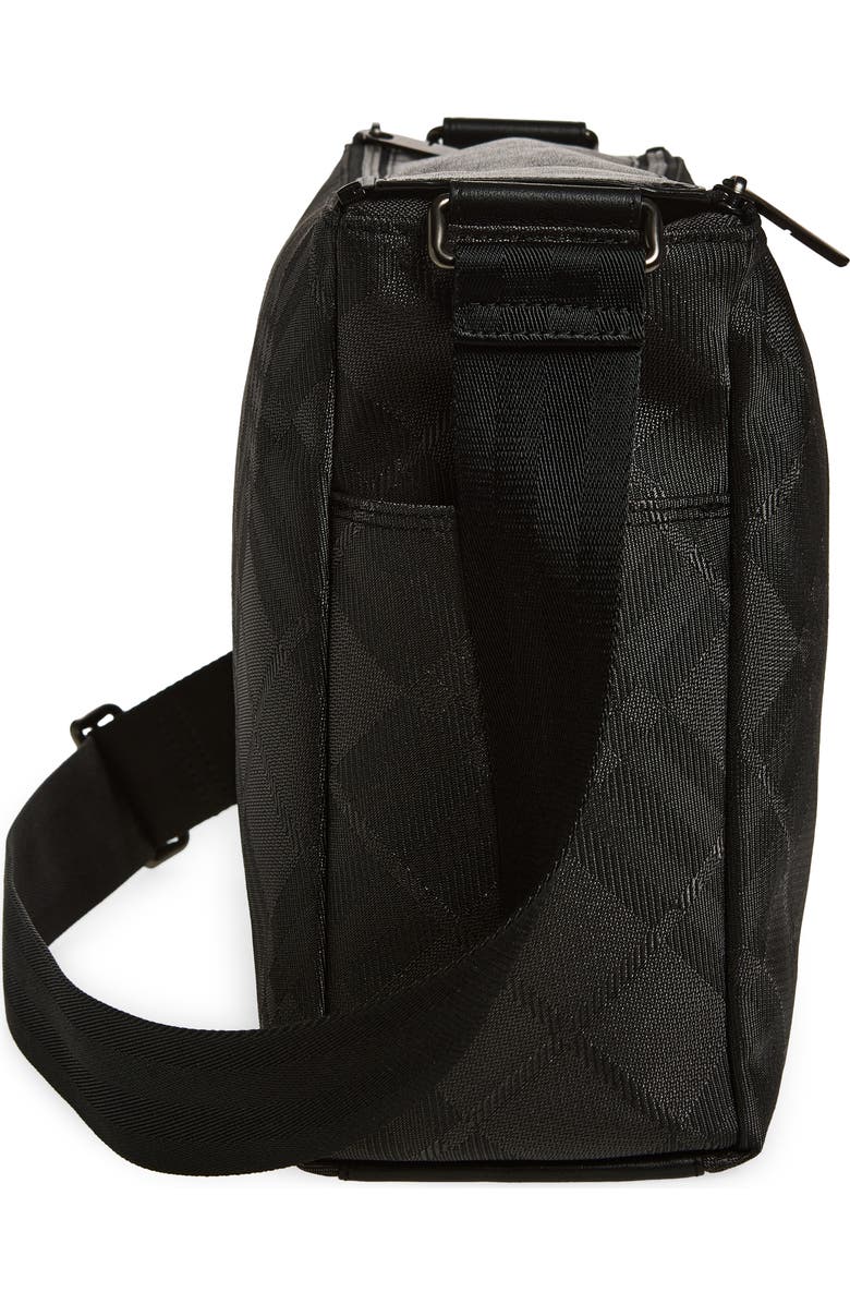 Burberry Chester Check Jacquard Messenger Bag, Alternate, color, Black