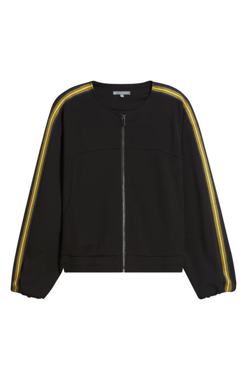 Wit & Wisdom Stripe Trim Front Zip Jacket In Black