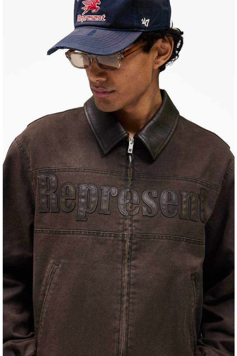 Roscoe Logo Detail Cotton Canvas Bomber Jacket, Alternate, color, WHISKY