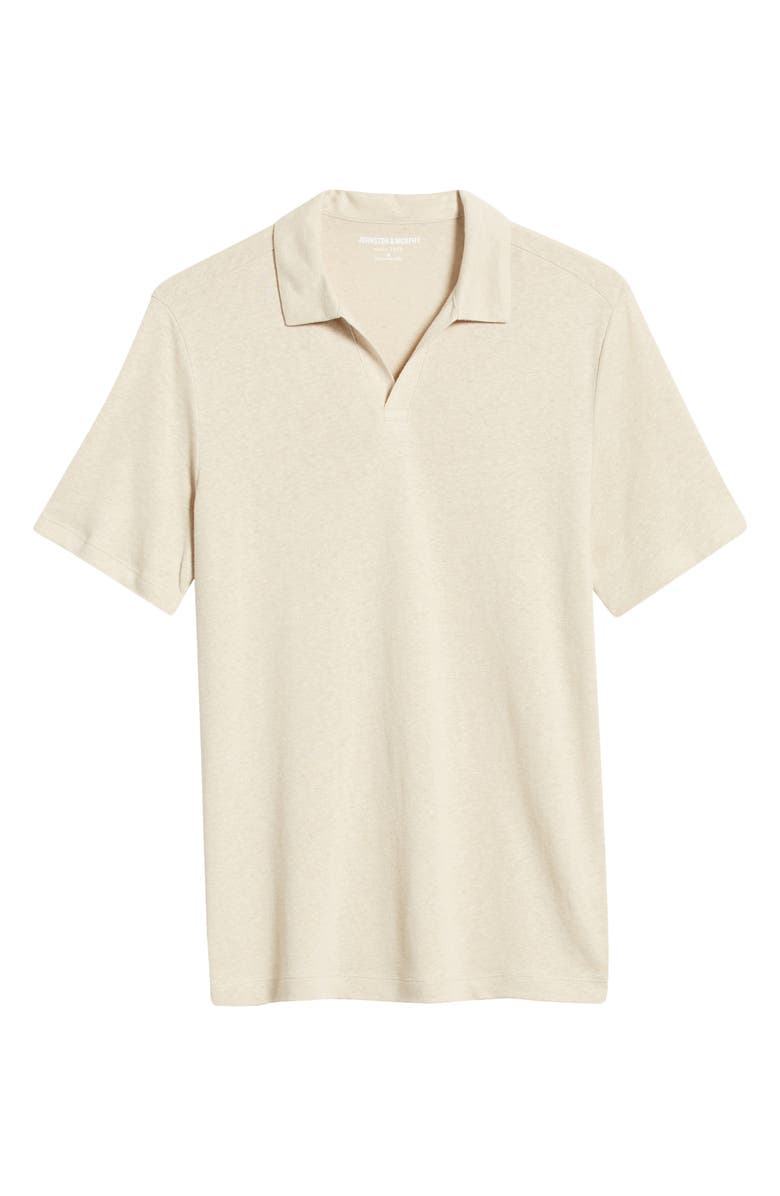 Johnston & Murphy Linen Blend Johnny Collar Polo, Alternate, color, Sand