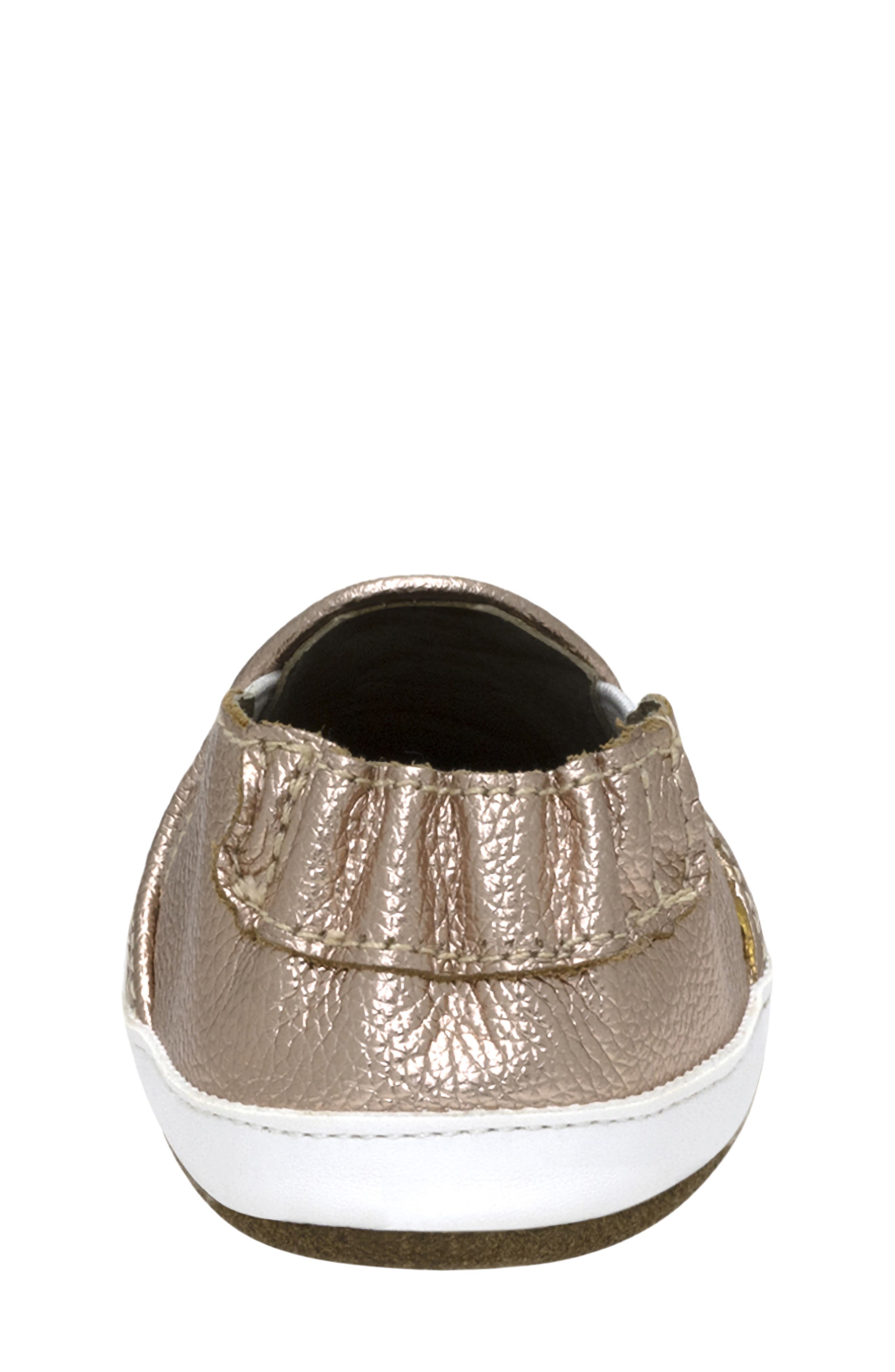Robeez<sup>®</sup> Kids' Leah Slip-On Leather Crib Shoe, Alternate, color, Gold
