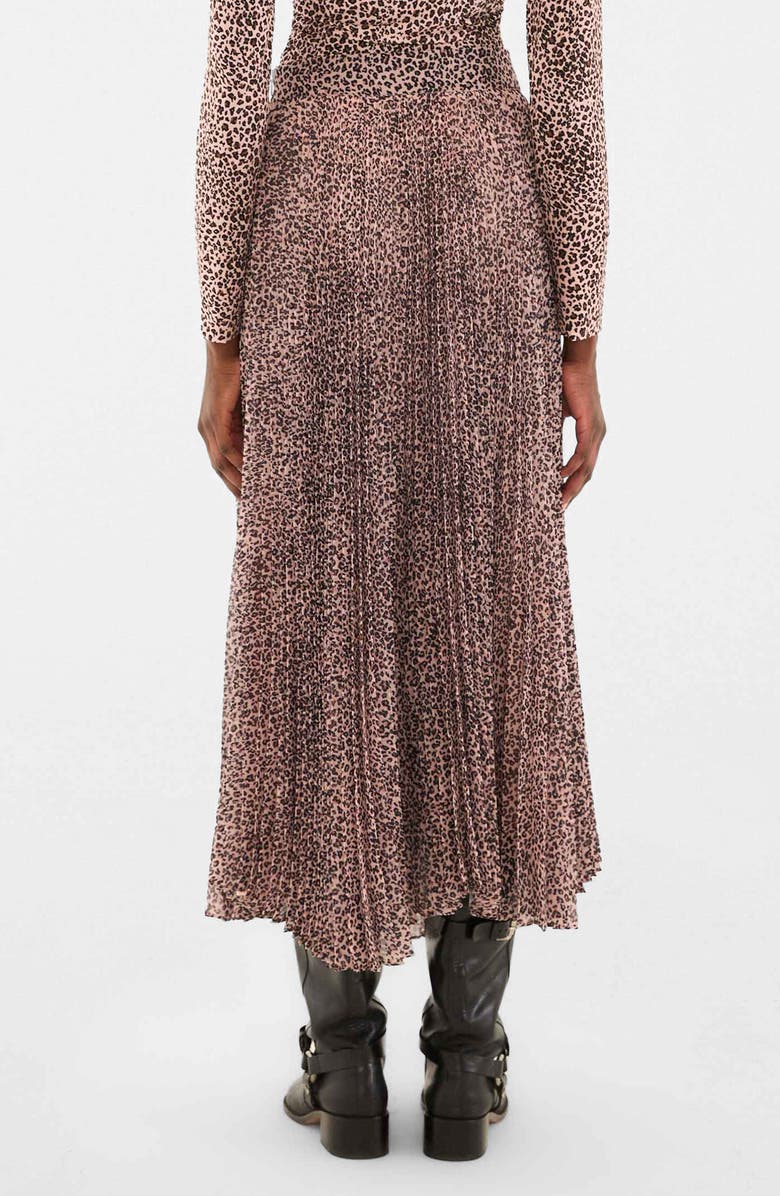 FARM Rio Pleated Leopard Print Midi Skirt, Alternate, color, Baby Leopard Pink