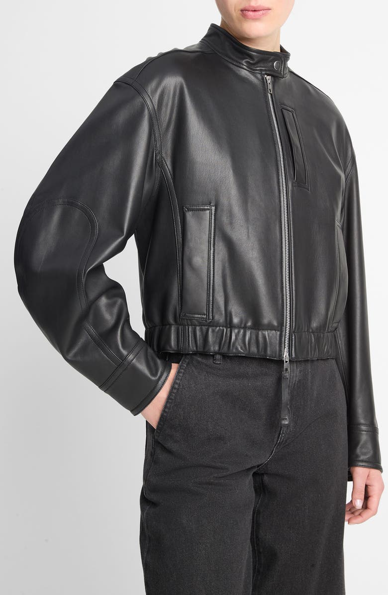 Vince Leather Crop Bomber Jacket, Alternate, color, 