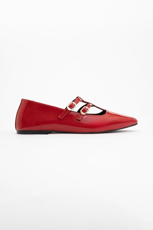 Forever & Always Shoes Starling Leather Mary Jane Flats In Red Patent Leather