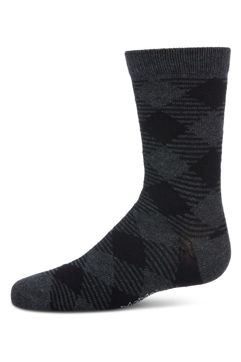 Argyle Fine-Gauge Crew Sock, Main, color, Dark Gray Heather