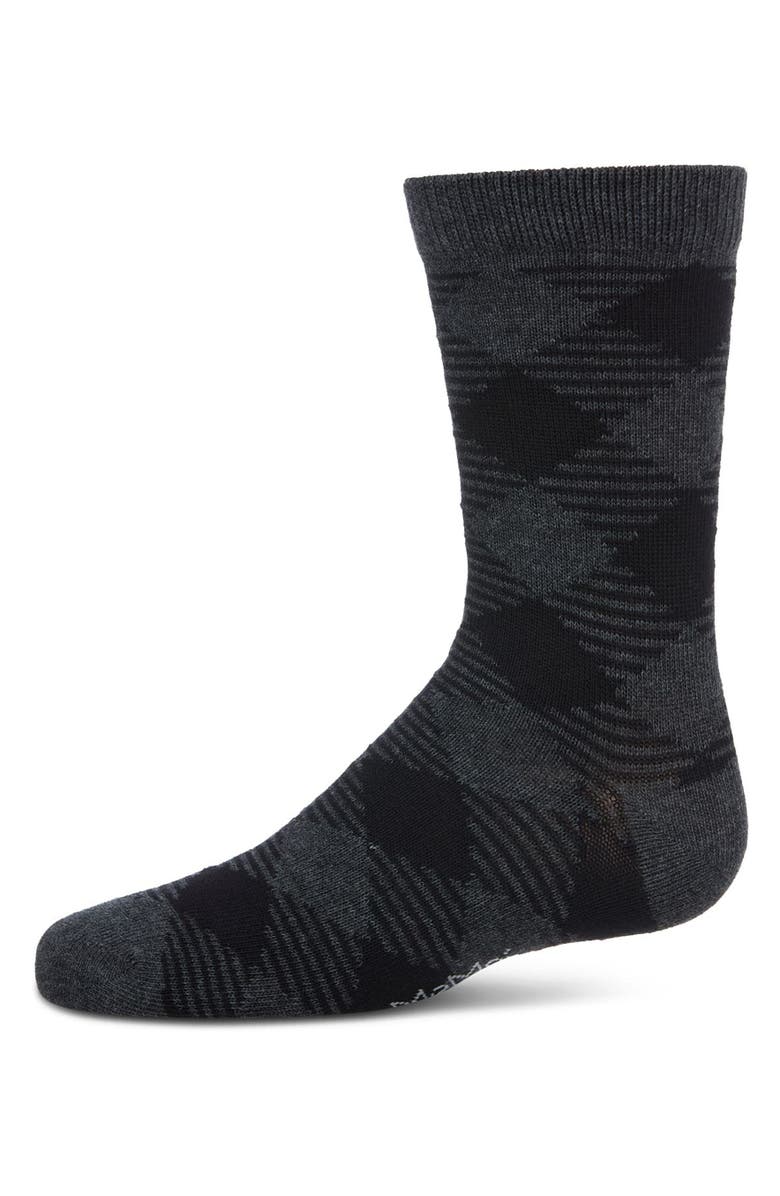 MeMoi Argyle Fine-Gauge Crew Sock, Main, color, Dark Gray Heather