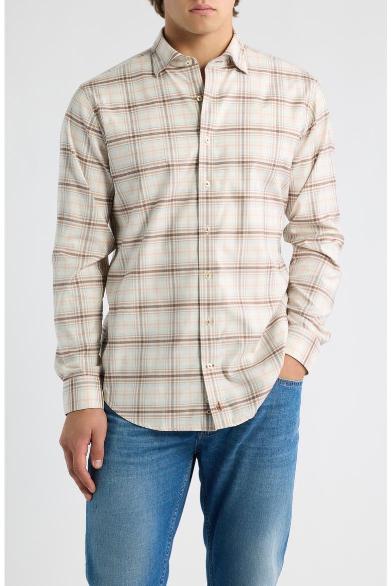 Palisades Plaid Stretch Cotton Shirt, Main, color, CORK