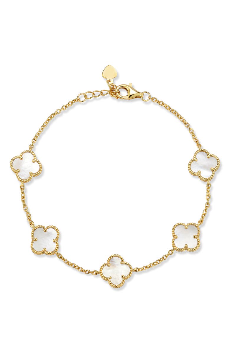 CHLOE AND MADISON Mother-of-Pearl Clover Bracelet, Main, color, 