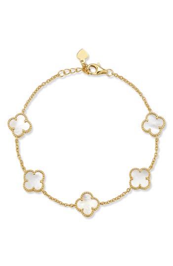 Chloe & Madison Chloe And Madison Mother-of-pearl Clover Bracelet In Gold