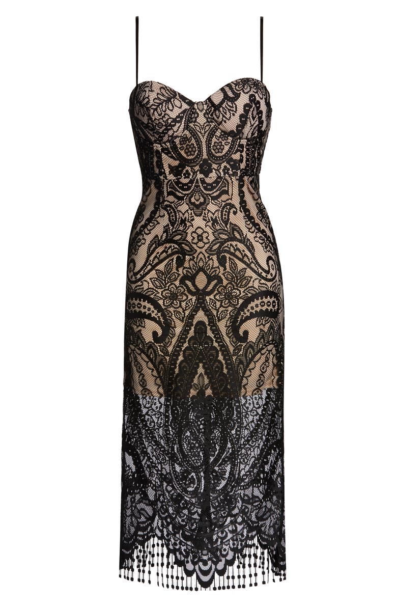 Lulus Love Myself Bustier Lace Cocktail Dress, Alternate, color, 